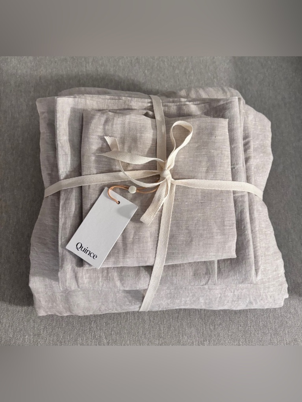Quince European Linen Natural Chambray Sheet Set Cal King 4 Piece NWT